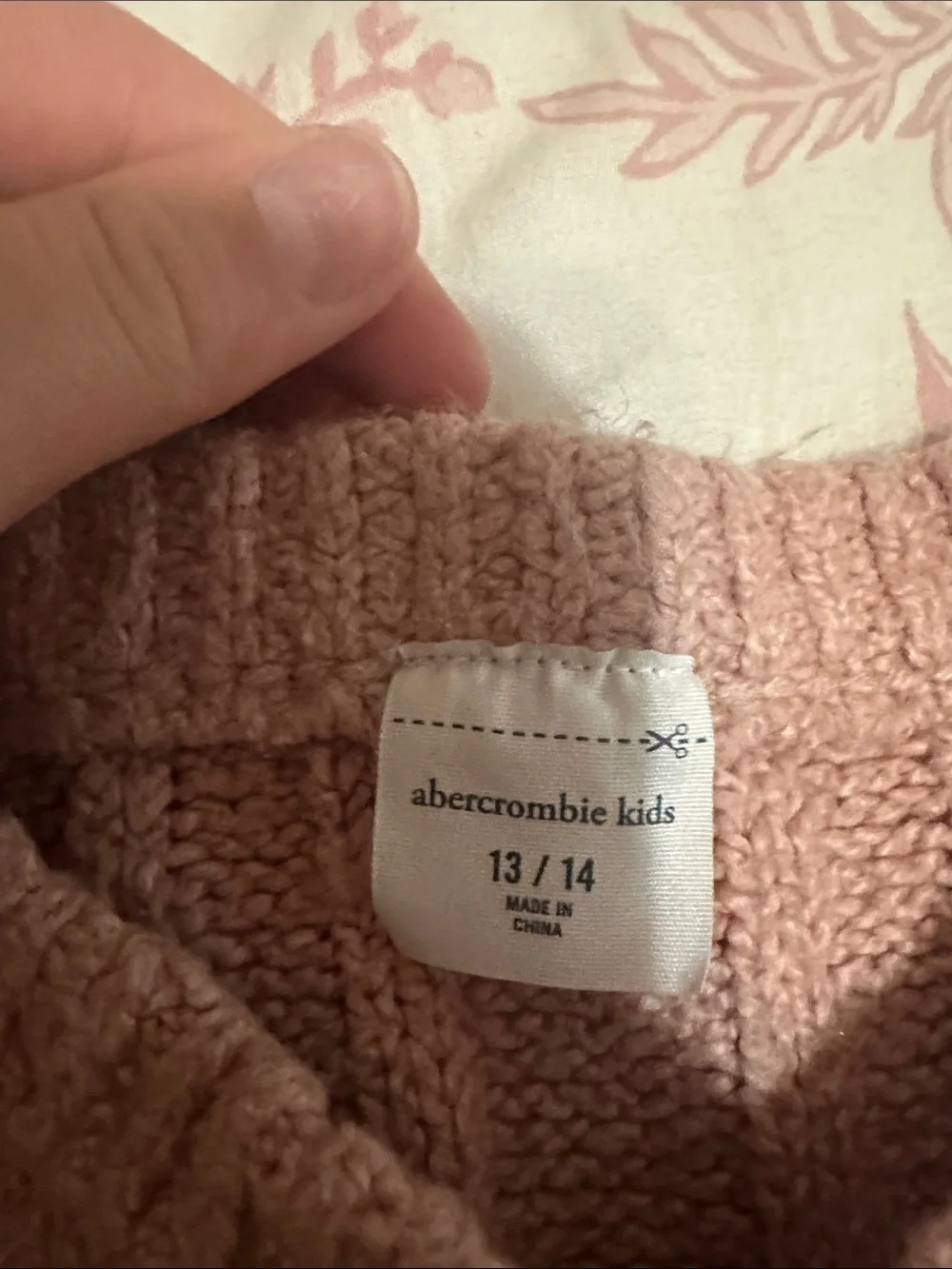 abercrombie kids Blush Pink Cable Knit Crewneck Sweater